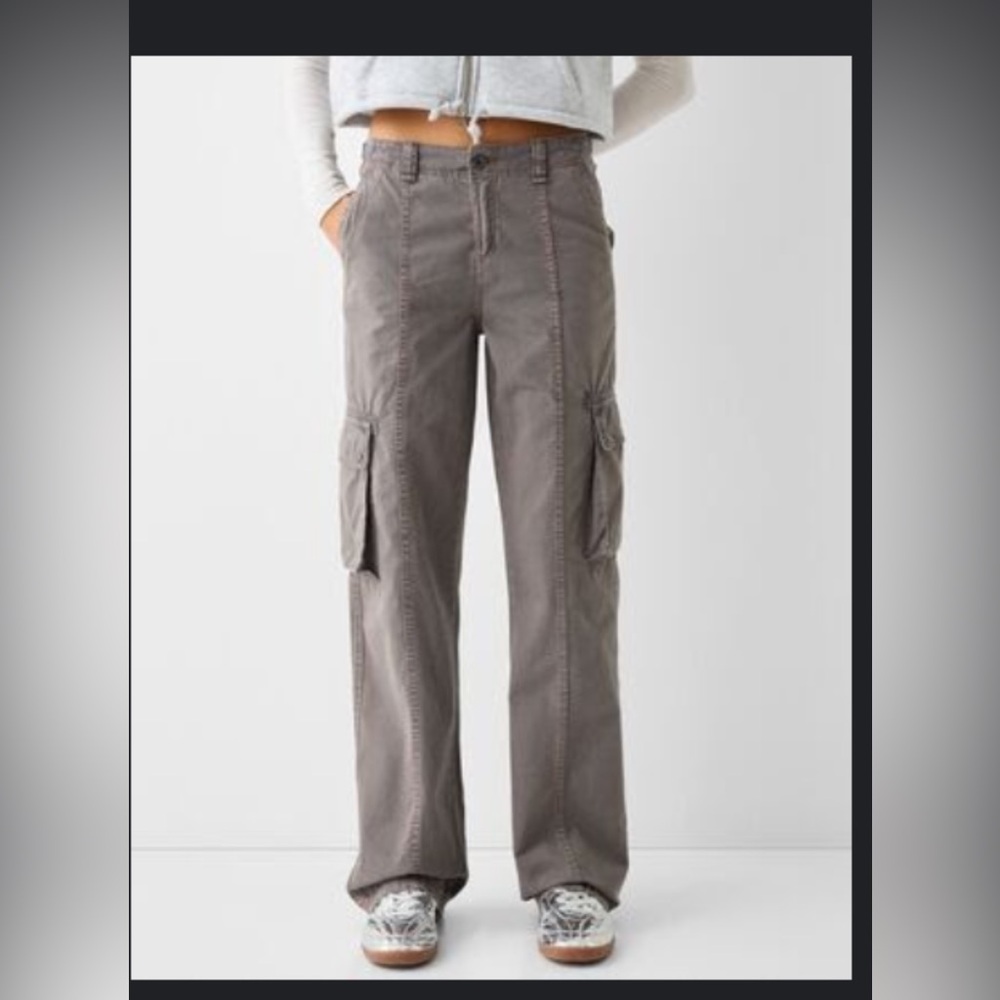 Bershka Adjustable straight-fit cotton cargo pants